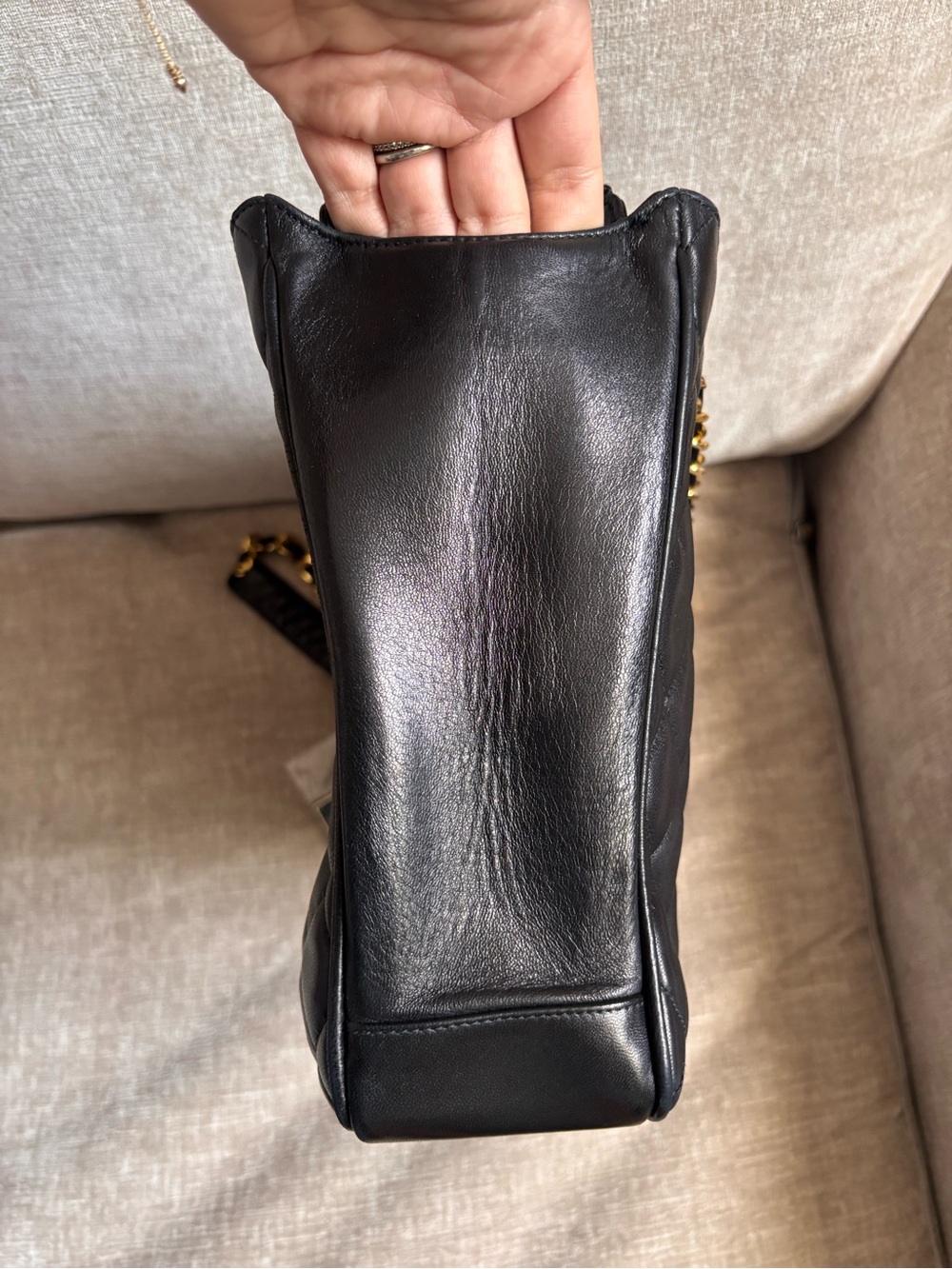 Authentic CHANEL 1991 Vintage 24k gold black lambskin quilted leather classic - Picture 3 of 16